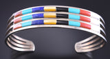 Silver & Turquoise Multistone Zuni Inlay Bracelet by Anson Wallace 5L26T