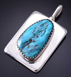 Reversible Silver & Turquoise Navajo Mother & Child Pendant by Ravis Henry 5L10G