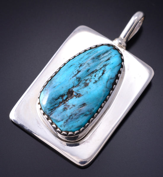 Reversible Silver & Turquoise Navajo Mother & Child Pendant by Ravis Henry 5L10G