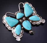 Silver & Turquoise Navajo Butterfly Pendant by Emerson Degarito 5J18W