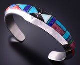 Silver Multistone Navajo Inlay Four Corners Bracelet by Jim Harrison 4C13D