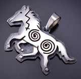 Silver Hopi Overlay Running Free Horse Pendant by Gerald Lomaventema 6G29C