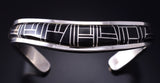 Vintage Silver & Jet Navajo Inlay Sweater Bracelet by Jerry T. Nelson 5J29V