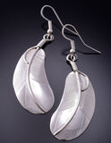 All Silver Soft Edge Navajo Feather Earrings by Chester Charley 6J30D