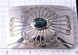 Silver & Hubei Turquoise Navajo Handmade Belt Buckle by Joan Begay 5L13N