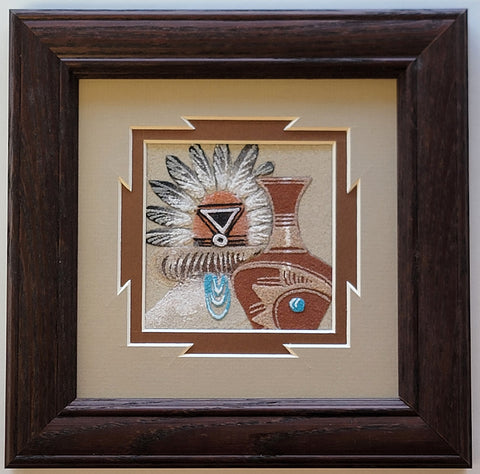 Navajo Sandpainting by Michael Watchman - Yei Bi Chei and Pottery - 6D01R