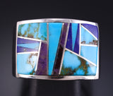 Size 10-1/4 Silver Multistone Navajo Inlay Men's Ring by Evangeline David 5L05L