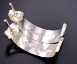 Silver & Jet Navajo Inlay Half Hoop Earrings by Roger Morgan 6D22P