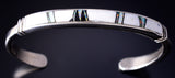 Silver & White Buffalo Turquoise & More Navajo Inlay Bracelet Rick Tolino 5L20N