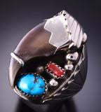 Size 11-3/4 Silver Multistone Faux Bear Claw Navajo Men's Ring by Emory Yazzie 4A25W