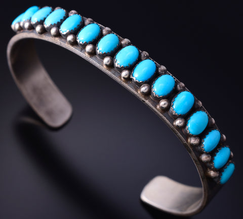 Silver & Sleeping Beauty Turquoise Navajo Bracelet by Betta Lee 5K22H