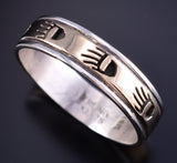 Size 11-3/4 Silver & 14k Gold Navajo Strong Bear Ring by Scott Skeets 5L26B