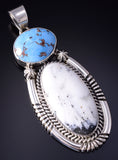 Silver & Golden Hills Turquoise White Buffalo Navajo Pendant - Erick Begay 5F30L