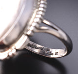 Size 6 - Navajo White Buffalo Ring by Norvin Johson 6K22N
