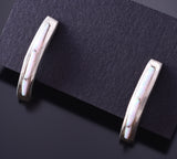 Silver & Opal Zuni Inlay Curved Earring by Kent Lonjose 3H02R