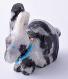 White and Black Marble Zuni Fetish - Rabbit by Alvert Lamy 5L09F