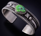 Silver & Turquoise Navajo Handmade Stars Bracelet by Erick Begay 5H03B