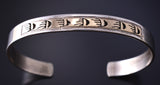 Vintage Silver & 14k Gold Bear Claw /Strength Bracelet by Peggy Skeets 5K17O
