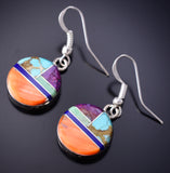 Silver & Turquoise Multistone Navajo Inlay Earrings by Arnold Yazzie 6F17V