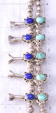 Vintage Silver & Turquoise w/ Lapis Navajo Squash Blossom Necklace 6H31S