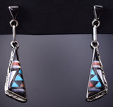 Silver & Turquoise Multistone Zuni Inlay Earrings by Sylvester Boone 6D09L