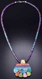 22" Santo Domingo Pueblo (Kewa) Multistone Flower Necklace by Mary Tafoya 6H31U