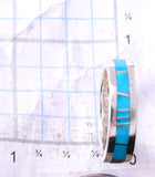 Size 7-3/4 Silver & Turquoise Navajo Inlay Ring by TSF 3L13O