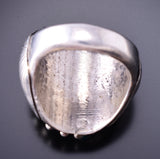 Preowned Size 10-1/2 Silver & Turquoise Feather Navajo Ring 3K31H