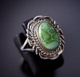 Size 6-3/4 Navajo Silver Sonoran Gold Turquoise Ring by Virgil Chee 6K27U