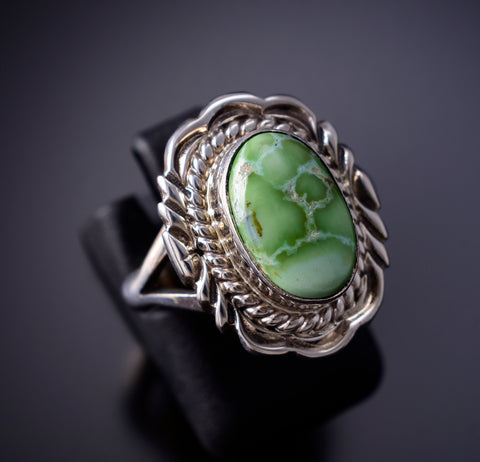 Size 6-3/4 Navajo Silver Sonoran Gold Turquoise Ring by Virgil Chee 6K27U