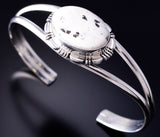 Silver & White Buffalo Turquoise Navajo Open Bracelet by Norvin Johnson 5L21G
