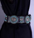 Vintage Zuni Turquoise Needle Point Concho Belt 5L11P