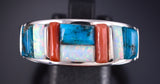 Size 12.5 Silver Multistone Navajo Cobblestone Inlay MENS Ring by Rick Tolino 5L05O