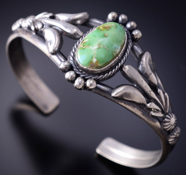 Silver & Sonoran Gold Turquoise Navajo Bracelet by Bobby Platero 6F17K