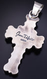 Sterling Silver and Golden Hills Turquoise Navajo Cross Pendant by June Delgarito 5L17T