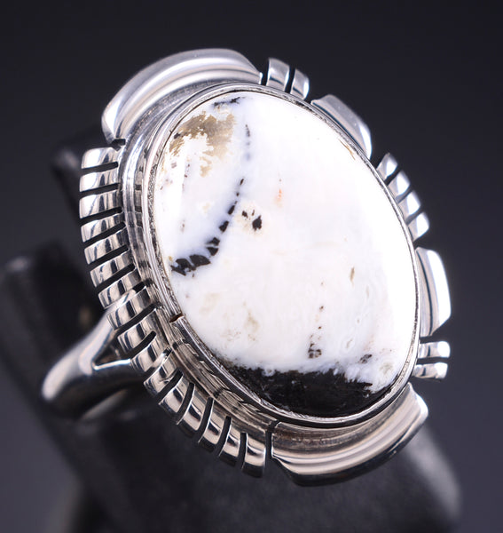 Size 7 Silver & White Buffalo Turquoise Navajo Ring by Antoinette Martinez 5L25R