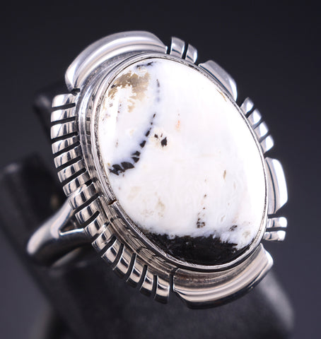 Size 7 Silver & White Buffalo Turquoise Navajo Ring by Antoinette Martinez 5L25R