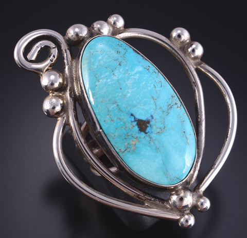 Size 6 Silver & Royston Turquoise Navajo Handmade Flow Ring by Betta Lee 5L05D