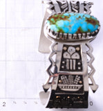 Silver & 14k Gold w/ Turquoise Santo Domingo Corn Bracelet by Joseph Coriz 6D22X