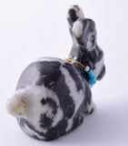 White and Black Marble Zuni Fetish - Rabbit by Alvert Lamy 5L09F