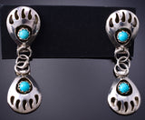 Silver & Turquoise Navajo Bear Strength Earrings by Cynthia John 6D20P