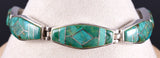 Vintage Silver & Turquoise Navajo Inlay Link Bracelet 5L17E