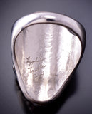 Size 11-1/2 Silver & Turquoise w/ Coral Zuni Men's Ring by Lyolita Tsattie 4A12O