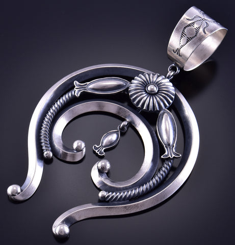 Silver Hand Stamped Navajo Handmade Naja Pendant by Derrick Gordon 2A07F