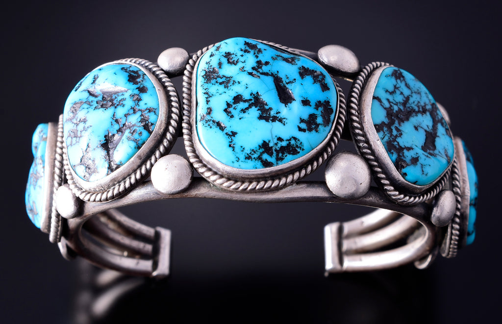 Silver Turquoise Navajo Handmade Bracelet by Paul Begay 4F23S