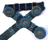 Vintage Zuni Turquoise Needle Point Concho Belt 5L11P