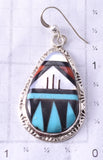 Silver Multistone Zuni Inlay Dangle Earrings by Leslie & Gladys Lamy 6D07M