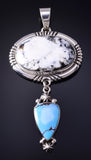 Silver & Golden Hills Turquoise White Buffalo Navajo Pendant- Erick Begay 5F30O
