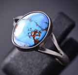 SIze 8 Silver & Golden Hills Turquoise Navajo Ring by Genevieve Francisco 6D27R