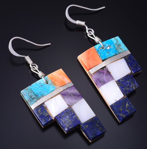 Multistone Santo Domingo Pueblo (Kewa) Earrings Raymond & Phyllis Rosetta 5G22X